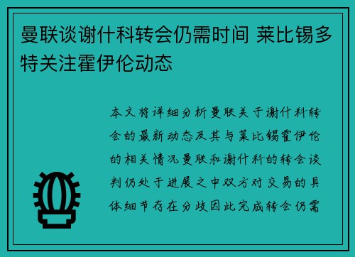 曼联谈谢什科转会仍需时间 莱比锡多特关注霍伊伦动态